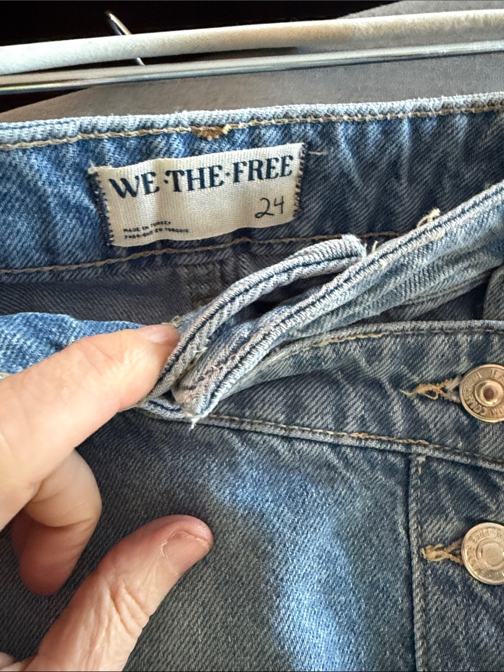 We The Free Light Blue Asymmetrical Button-Front Denim Mini Skirt - Picture 3 of 5